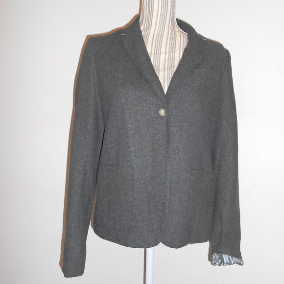 Women's Size 12 Wool Blend Charcoal Gray Blazer Gap The Academy - Picture 1 of 4